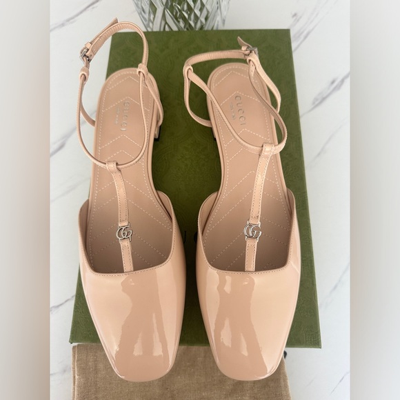 NIB Gucci Patent Double G Leather Ballet Flats - Picture 1 of 5